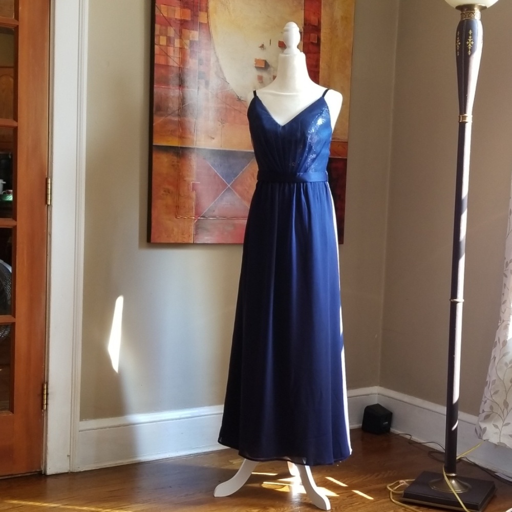 Vera Wang Sequin Bodice Dress with Chiffon Skirt